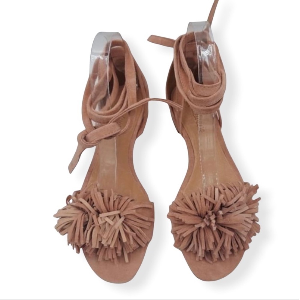 Madewell Tan Fringe Heels